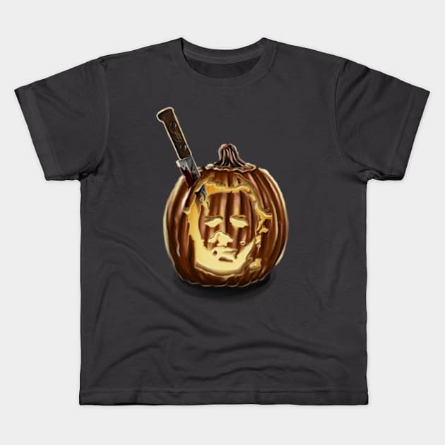 Michael myers pumpkin Kids T-Shirt by Jeffmore